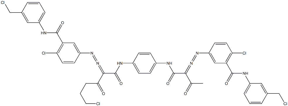 3,3'-[2-(2-Chloroethyl)-1,4-phenylenebis[iminocarbonyl(acetylmethylene)azo]]bis[N-[3-(chloromethyl)phenyl]-6-chlorobenzamide] Struktur