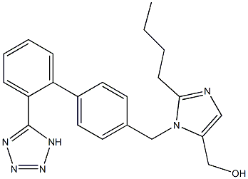 2-Butyl-1-[[2'-(1H-tetrazol-5-yl)-1,1'-biphenyl-4-yl]methyl]-1H-imidazole-5-methanol Struktur