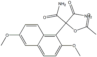 2-(2,6-Dimethoxy-1-naphtyl)-2-acetoxymalonamide Struktur