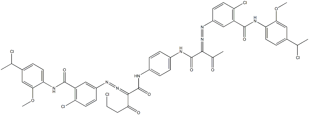 3,3'-[2-(Chloromethyl)-1,4-phenylenebis[iminocarbonyl(acetylmethylene)azo]]bis[N-[4-(1-chloroethyl)-2-methoxyphenyl]-6-chlorobenzamide] Struktur