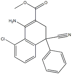 1-Amino-4-cyano-3,4-dihydro-8-chloro-4-(phenyl)naphthalene-2-carboxylic acid methyl ester Struktur