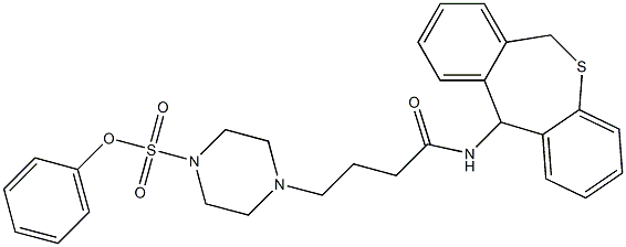 4-[4-Phenoxysulfonyl-1-piperazinyl]-N-[(6,11-dihydrodibenzo[b,e]thiepin)-11-yl]butyramide Struktur