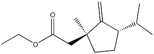 2-[(1S,3S)-1-Methyl-2-methylene-3-isopropylcyclopentan-1-yl]acetic acid ethyl ester Struktur