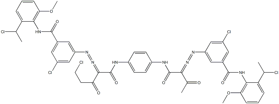 3,3'-[2-(Chloromethyl)-1,4-phenylenebis[iminocarbonyl(acetylmethylene)azo]]bis[N-[2-(1-chloroethyl)-6-methoxyphenyl]-5-chlorobenzamide] Struktur