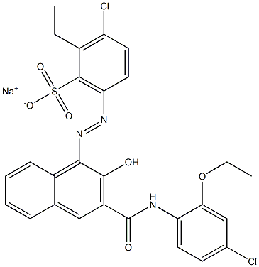 3-Chloro-2-ethyl-6-[[3-[[(4-chloro-2-ethoxyphenyl)amino]carbonyl]-2-hydroxy-1-naphtyl]azo]benzenesulfonic acid sodium salt Struktur