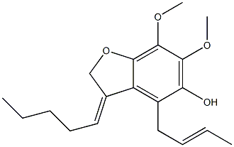 2,3-Dihydro-3-[(Z)-pentylidene]-4-[(E)-2-butenyl]-6,7-dimethoxybenzofuran-5-ol Struktur