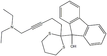 9-[2-(5-Diethylamino-3-pentynyl)-1,3-dithian-2-yl]-9H-fluoren-9-ol Struktur