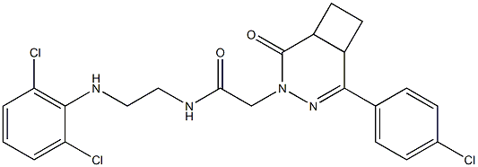 4,5-Dihydro-4,5-ethylene-6-(4-chlorophenyl)-2-[2-oxo-2-[[2-(2,6-dichloroanilino)ethyl]amino]ethyl]pyridazin-3(2H)-one Struktur