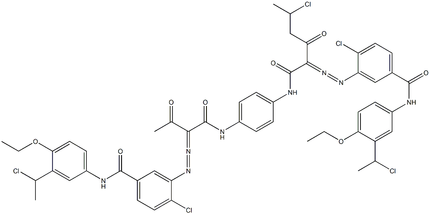 3,3'-[2-(1-Chloroethyl)-1,4-phenylenebis[iminocarbonyl(acetylmethylene)azo]]bis[N-[3-(1-chloroethyl)-4-ethoxyphenyl]-4-chlorobenzamide] Struktur