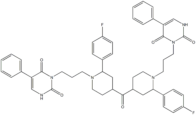 4-Fluorophenyl[1-[3-[(2,6-dioxo-5-phenyl-1,2,3,6-tetrahydropyrimidin)-1-yl]propyl]piperidin-4-yl] ketone Struktur