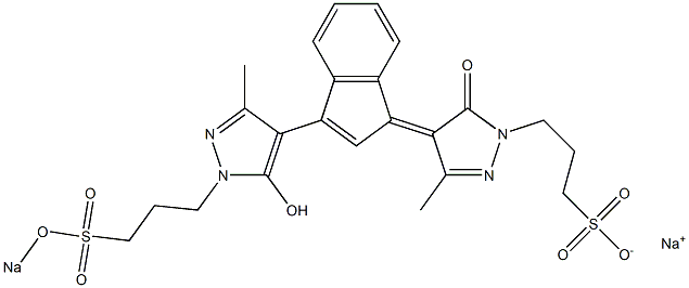 3-[[4,5-Dihydro-3-methyl-5-oxo-4-[3-[5-hydroxy-3-methyl-1-[3-[(sodiooxy)sulfonyl]propyl]-1H-pyrazole-4-yl]-1H-indene-1-ylidene]-1H-pyrazole]-1-yl]propane-1-sulfonic acid sodium salt Struktur