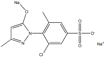 3-Chloro-4-(5-sodiooxy-3-methyl-1H-pyrazol-1-yl)-5-methylbenzenesulfonic acid sodium salt Struktur