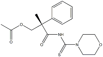 (-)-N-[(S)-3-(Acetyloxy)-2-methyl-2-phenylpropionyl]-4-morpholinecarbothioamide Struktur