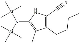 5-[Bis(trimethylsilyl)amino]-3-butyl-4-methyl-1H-pyrrole-2-carbonitrile Struktur