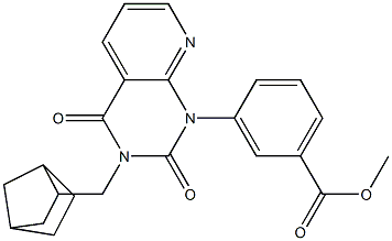 3-[(3-(Bicyclo[2.2.1]heptan-2-ylmethyl)-1,2,3,4-tetrahydro-2,4-dioxopyrido[2,3-d]pyrimidin)-1-yl]benzoic acid methyl ester Struktur