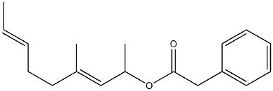 Phenylacetic acid 1,3-dimethyl-2,6-octadienyl ester Struktur