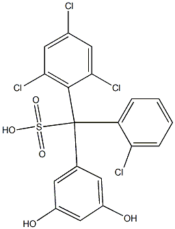 (2-Chlorophenyl)(2,4,6-trichlorophenyl)(3,5-dihydroxyphenyl)methanesulfonic acid Struktur