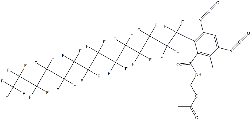 N-(Acetyloxymethyl)-2-(nonacosafluorotetradecyl)-3,5-diisocyanato-6-methylbenzamide Struktur