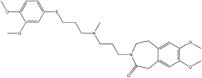 4,5-Dihydro-7,8-dimethoxy-3-[3-[N-methyl-3-(3,4-dimethoxyphenylthio)propylamino]propyl]-1H-3-benzazepin-2(3H)-one Struktur