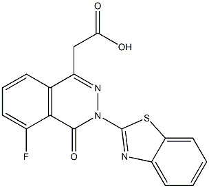 3-(2-Benzothiazolyl)-5-fluoro-3,4-dihydro-4-oxophthalazine-1-acetic acid Struktur