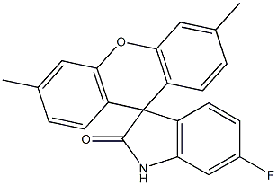 6-Fluoro-3',6'-dimethylspiro[3H-indole-3,9'-[9H]xanthen]-2(1H)-one Struktur