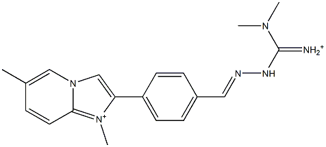 1,6-Dimethyl-2-[4-[2-[iminio(dimethylamino)methyl]hydrazonomethyl]phenyl]imidazo[1,2-a]pyridin-1-ium Struktur