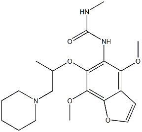 1-[4,7-Dimethoxy-6-(1-methyl-2-piperidinoethoxy)benzofuran-5-yl]-3-methylurea Struktur