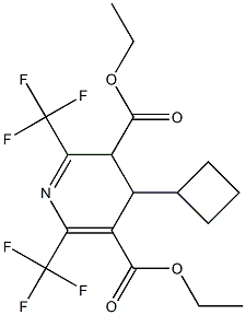 3,4-Dihydro-2,6-bis(trifluoromethyl)-4-cyclobutylpyridine-3,5-dicarboxylic acid diethyl ester Struktur