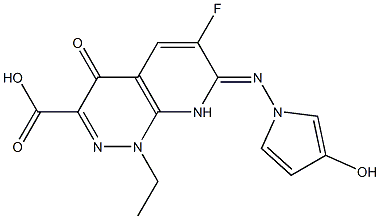 6-Fluoro-1-ethyl-7-(3-hydroxypyrrolizino)-1,4-dihydro-4-oxopyrido[2,3-c]pyridazine-3-carboxylic acid Struktur