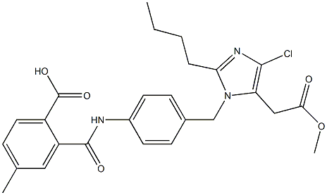 2-Butyl-4-chloro-1-[4-[2-(hydroxycarbonyl)-5-methylbenzoylamino]benzyl]-1H-imidazole-5-acetic acid methyl ester Struktur