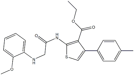 2-[[[(2-Methoxyphenyl)amino]acetyl]amino]-4-(4-methylphenyl)thiophene-3-carboxylic acid ethyl ester Struktur