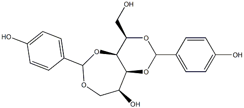 2-O,4-O:3-O,6-O-Bis(4-hydroxybenzylidene)-L-glucitol Struktur