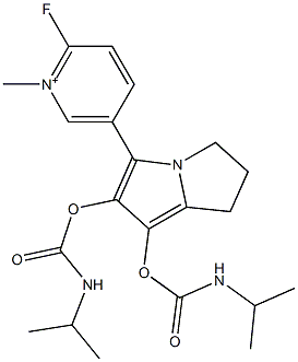 2-Fluoro-5-[[6,7-dihydro-1,2-bis(isopropylaminocarbonyloxy)-5H-pyrrolizin]-3-yl]-1-methylpyridinium Struktur