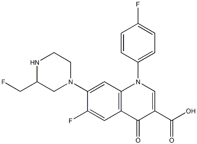 6-Fluoro-1-(4-fluorophenyl)-7-(3-fluoromethyl-1-piperazinyl)-1,4-dihydro-4-oxoquinoline-3-carboxylic acid Struktur