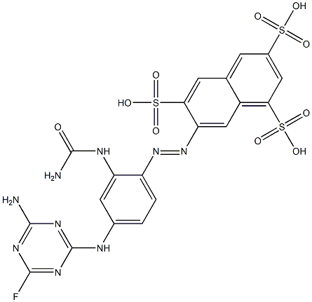 7-[4-(4-Amino-6-fluoro-1,3,5-triazin-2-ylamino)-2-ureidophenylazo]-1,3,6-naphthalenetrisulfonic acid Struktur