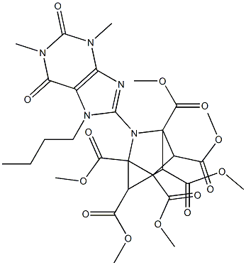 3-[[1,2,3,6-Tetrahydro-1,3-dimethyl-7-butyl-2,6-dioxo-7H-purin]-8-yl]-3-azatricyclo[2.2.1.02,6]heptane-1,2,4,5,6,7-hexacarboxylic acid hexamethyl ester Struktur