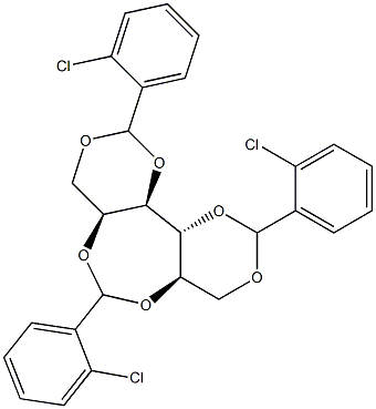 1-O,3-O:2-O,5-O:4-O,6-O-Tris(2-chlorobenzylidene)-D-glucitol Struktur