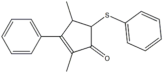 2-Methyl-3-phenyl-4-methyl-5-(phenylthio)-2-cyclopenten-1-one Struktur