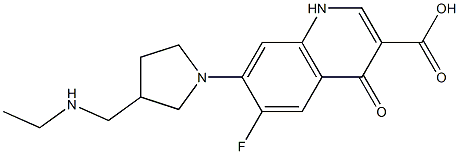 6-Fluoro-1,4-dihydro-4-oxo-7-(3-ethylaminomethyl-1-pyrrolidinyl)quinoline-3-carboxylic acid Struktur