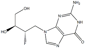 2-Amino-9-[(2S,3S)-2-fluoro-3,4-dihydroxybutyl]-1,9-dihydro-6H-purin-6-one Struktur