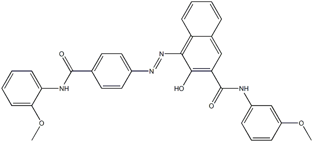 4-[[4-[[(2-Methoxyphenyl)amino]carbonyl]phenyl]azo]-3-hydroxy-N-(3-methoxyphenyl)-2-naphthalenecarboxamide Struktur