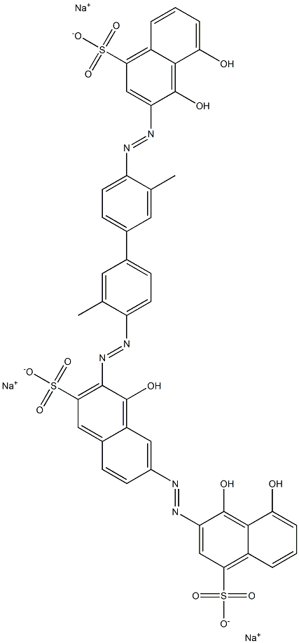 4,5-Dihydroxy-3-[[4'-[[1-hydroxy-7-[(1,8-dihydroxy-4-sulfo-2-naphtyl)azo]-3-sulfo-2-naphtyl]azo]-3,3'-dimethyl-1,1'-biphenyl-4-yl]azo]-1-naphthalenesulfonic acid trisodium salt Struktur