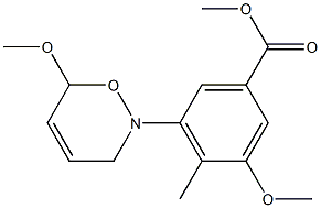 3-Methoxy-4-methyl-5-[(3,6-dihydro-6-methoxy-2H-1,2-oxazin)-2-yl]benzoic acid methyl ester Struktur