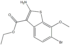 2-Amino-6-bromo-7-methoxy-1-benzothiophene-3-carboxylic acid ethyl ester Struktur