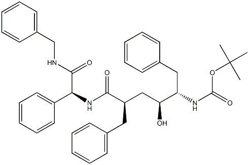 (2S)-2-[[(2R,4S,5S)-5-(tert-Butoxycarbonylamino)-2-benzyl-4-hydroxy-6-phenylhexanoyl]amino]-N-benzyl-2-phenylacetamide Struktur