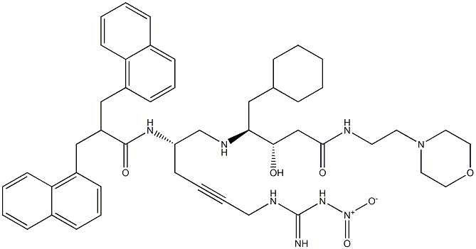 (3S,4S)-4-[[(2S)-2-[2,2-Bis(1-naphthalenylmethyl)-1-oxoethylamino]-6-(3-nitroguanidino)-4-hexynyl]amino]-5-cyclohexyl-3-hydroxy-N-(2-morpholinoethyl)pentanamide Struktur