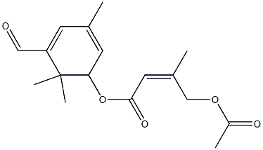 5-(3-Acetoxymethyl-2-butenoyloxy)-3,6,6-trimethyl-1,3-cyclohexadiene-1-carbaldehyde Struktur