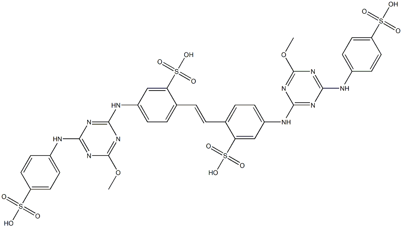 4,4'-Bis[6-methoxy-4-(p-sulfophenylamino)-1,3,5-triazin-2-ylamino]-2,2'-stilbenedisulfonic acid Struktur