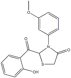 2-(2-Hydroxybenzoyl)-3-(3-methoxyphenyl)thiazolidin-4-one Struktur