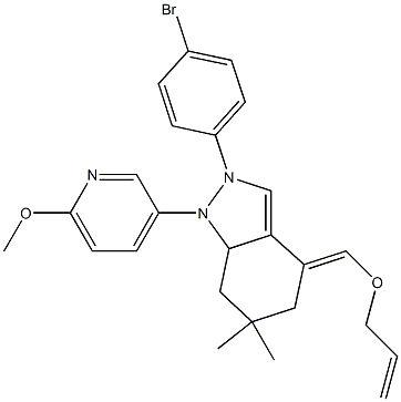 Aza(2-(4-bromophenyl)-1-(6-methoxy(3-pyridyl))-6,6-dimethyl(5,6,7-trihydroindol-4-ylidene))prop-2-enyloxymethane Struktur